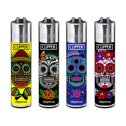 Clipper Classic Large "Mexican Skulls #5" Aanstekers (4 Stuks)